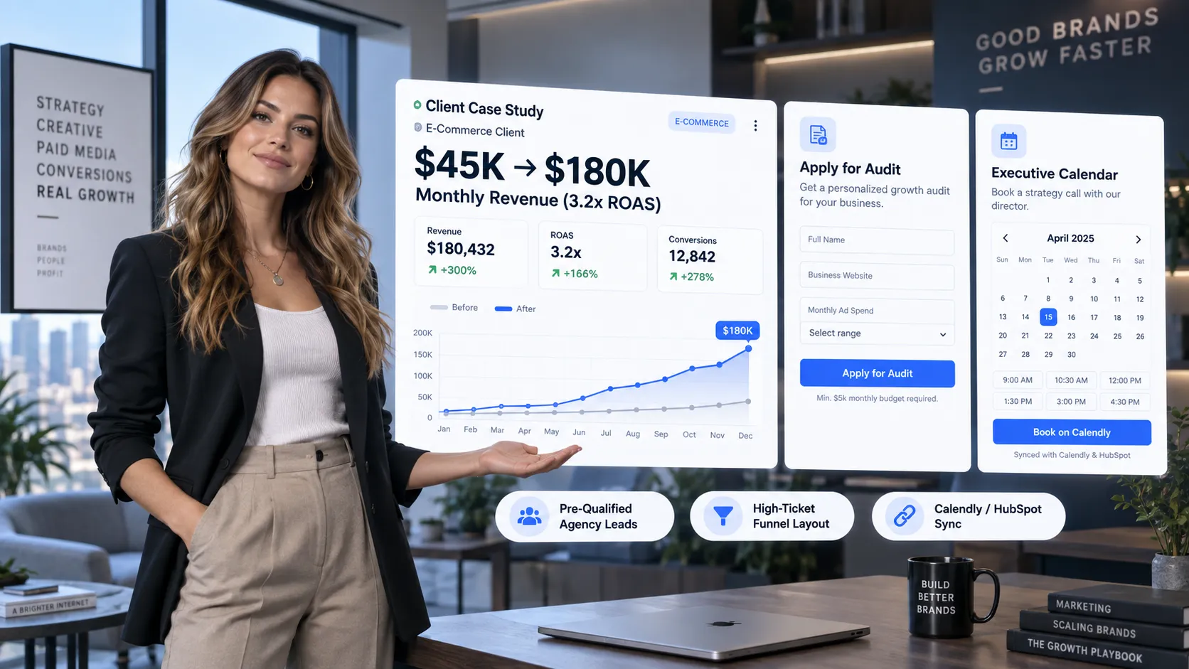 Metric-driven case study dashboard proving high-level consulting results