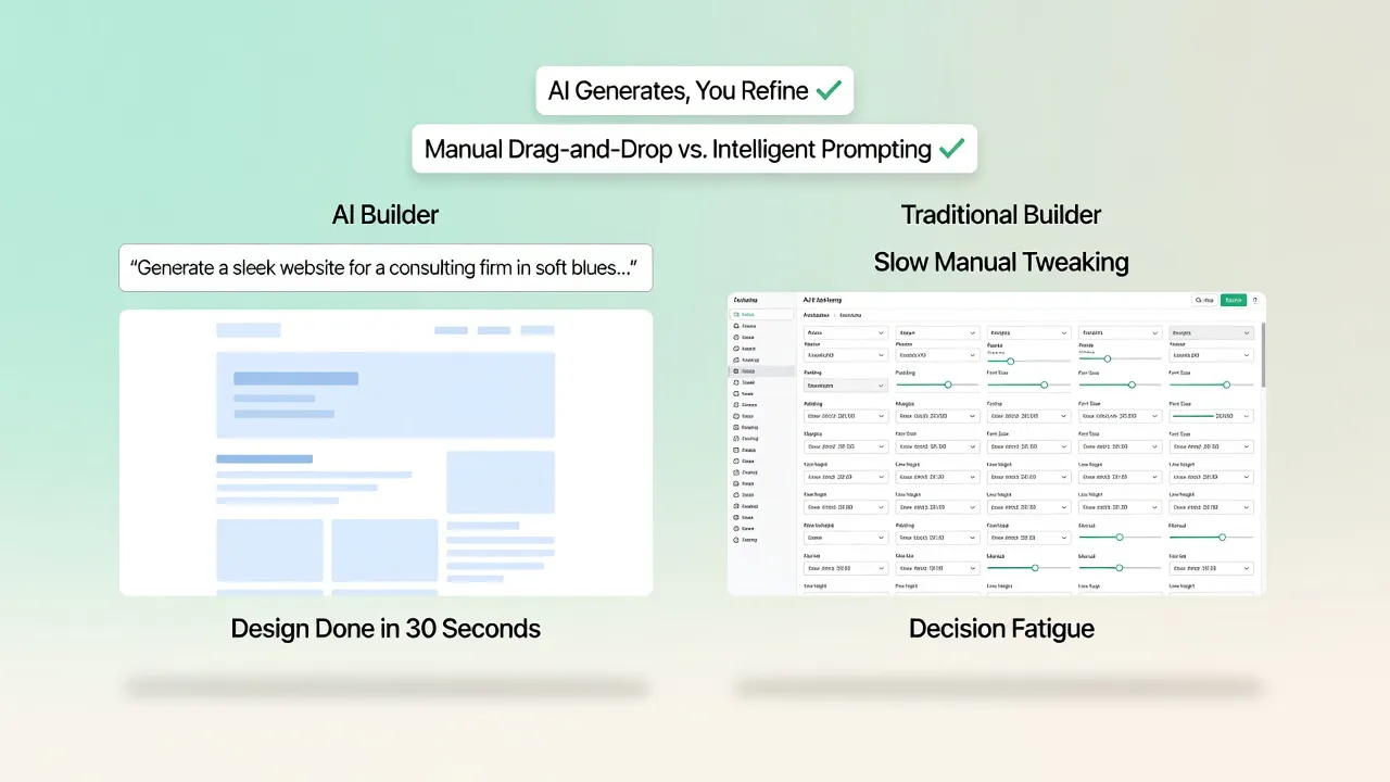 Reducing decision fatigue by using AI prompts instead of manual drag and drop grids