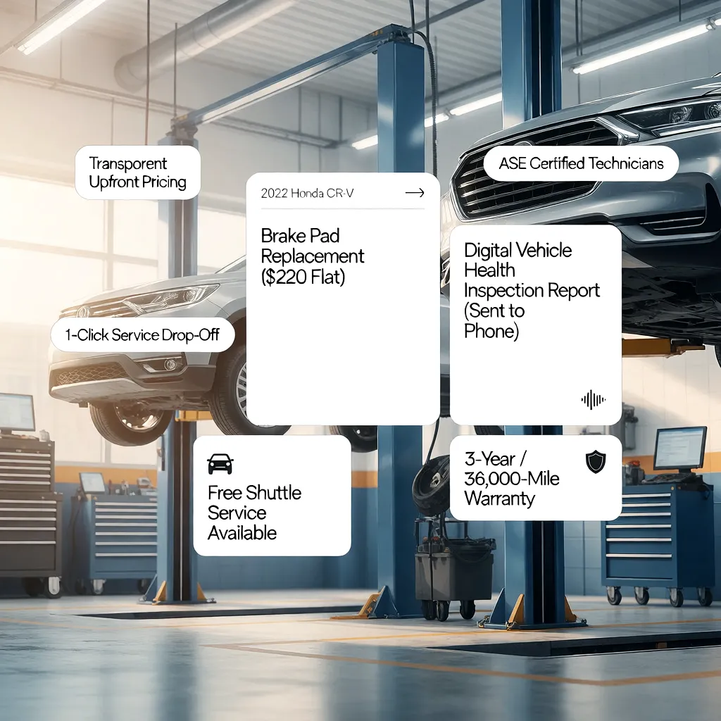 Interactive auto repair contact form guiding customers to explain vehicle symptoms step by step