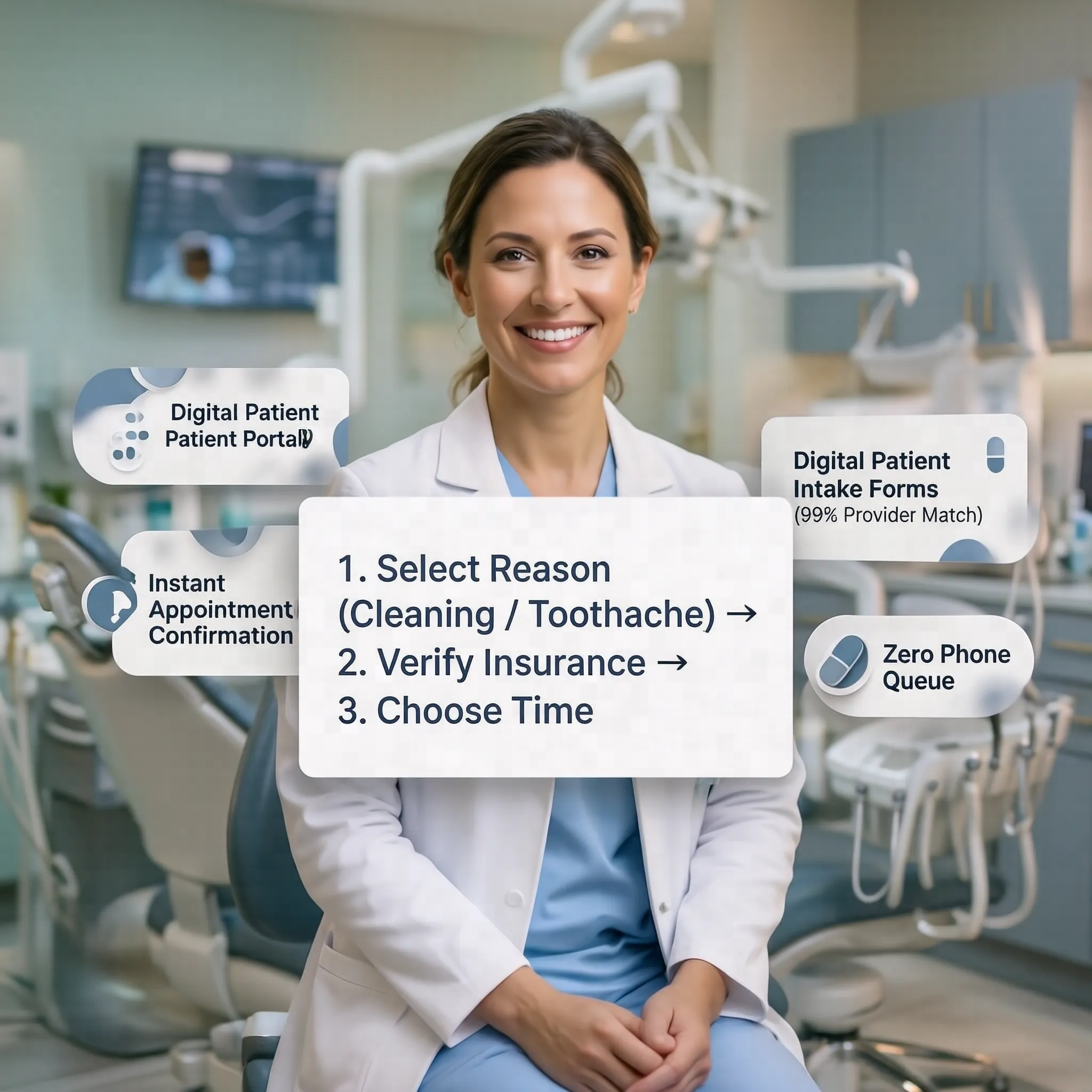 Dentist website featuring warm practitioner profiles and a virtual office look