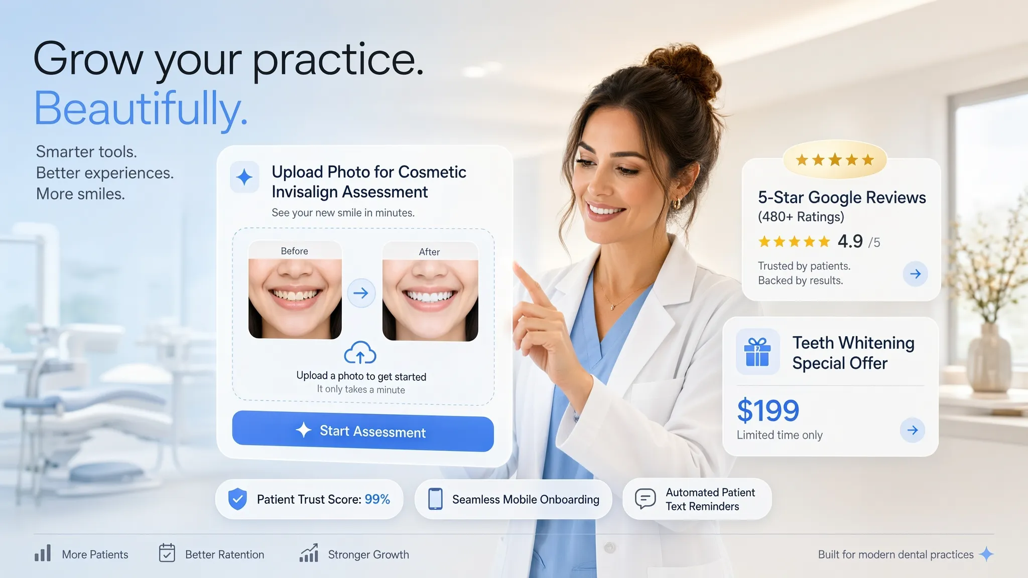 Website builder for a dentist creating a comfortable online presence for anxious patients