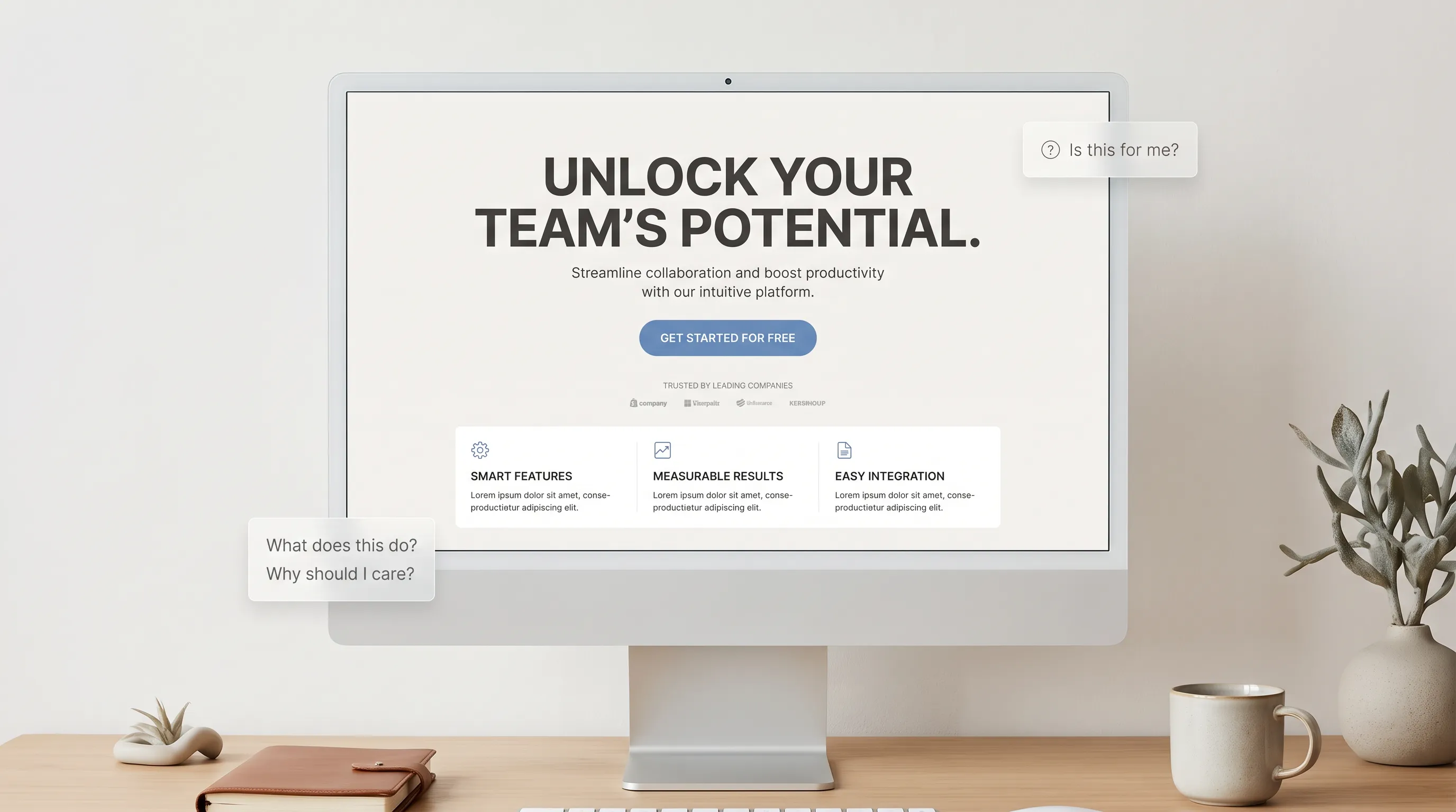 Clean and professional homepage design for a nimble team