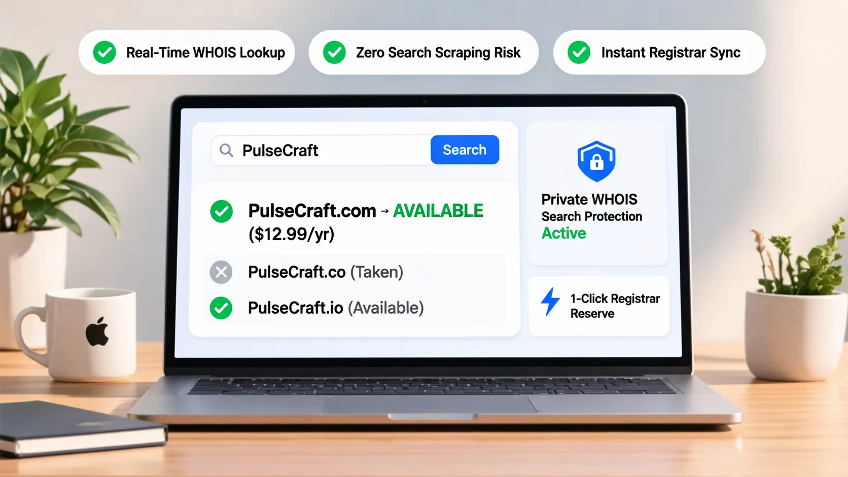 Complete overview dashboard showing how to check if a domain name is available across multiple TLD extensions