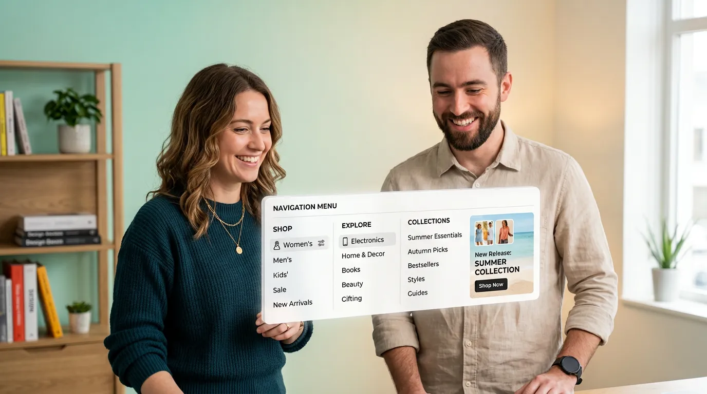 Clean header layout showcasing a high-contrast primary call to action button alongside clean menu items