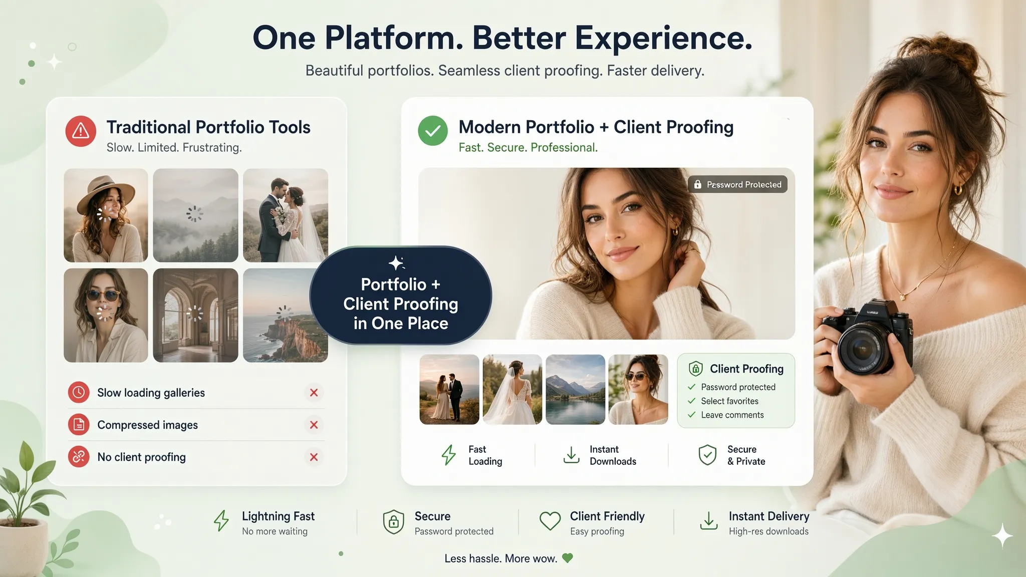 Photography portfolio platform positioning visual style to capture premium clients