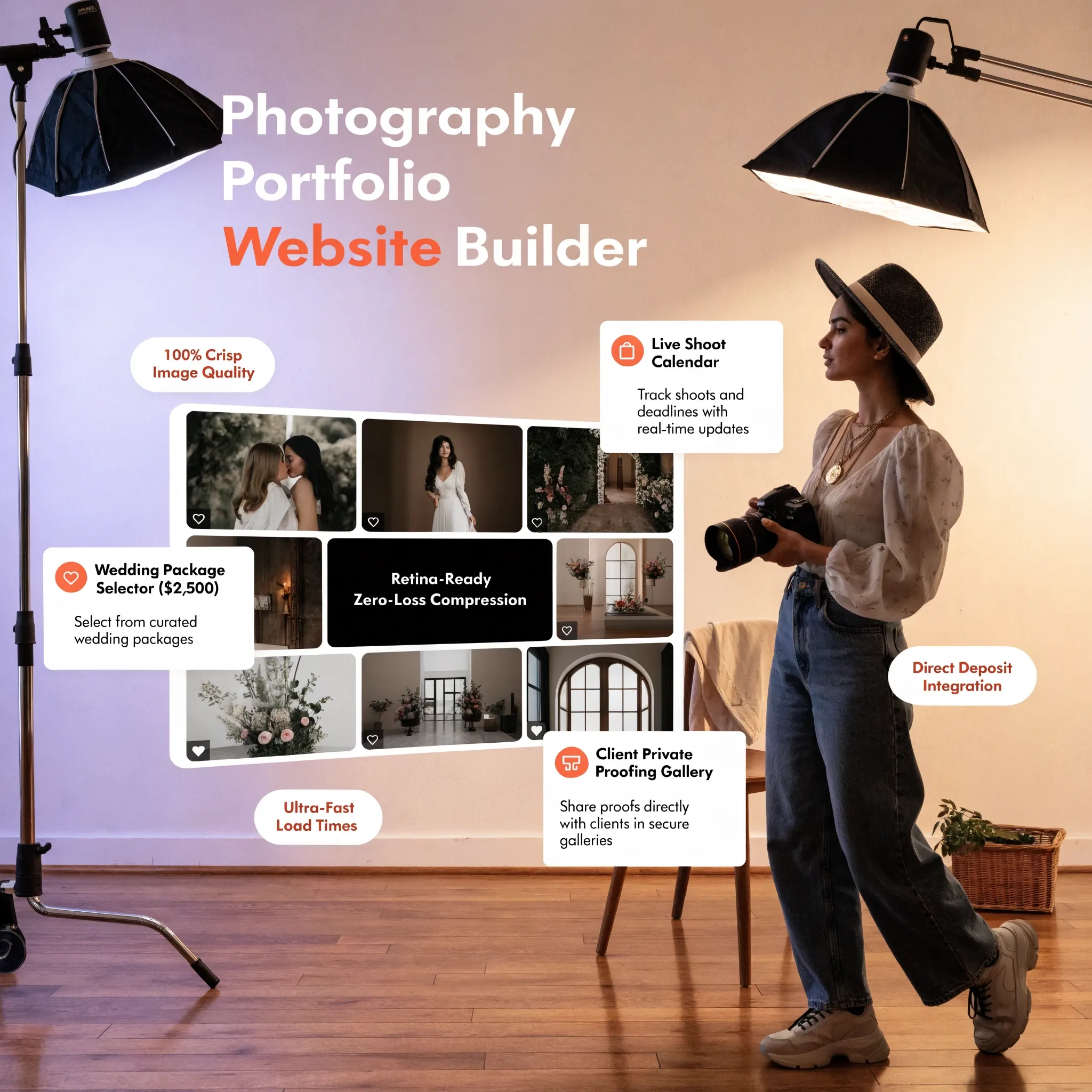 Website builder for photographers turning visual portfolios into client booking engines