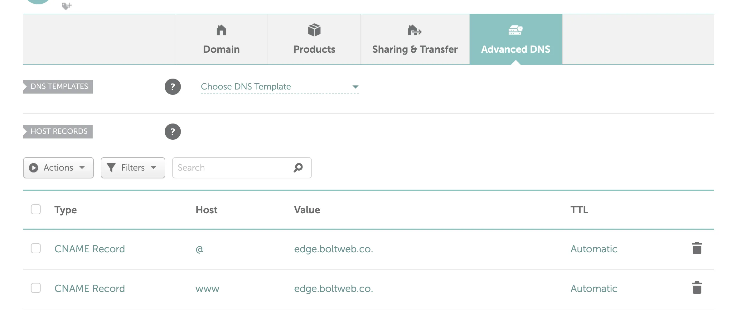 Domain registrar versus web host dashboard separation showing where DNS settings and website files are managed