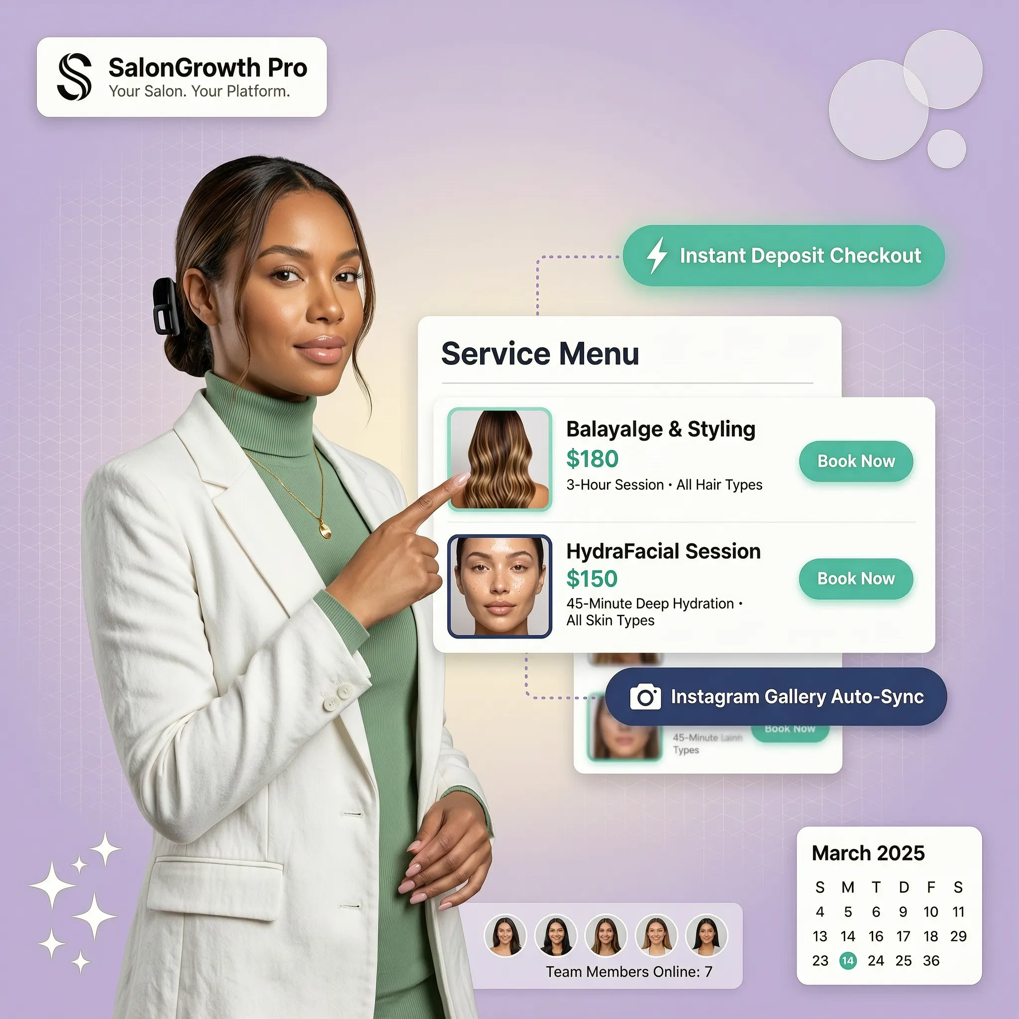 Website builder for salons creating a high-converting site with instant booking features