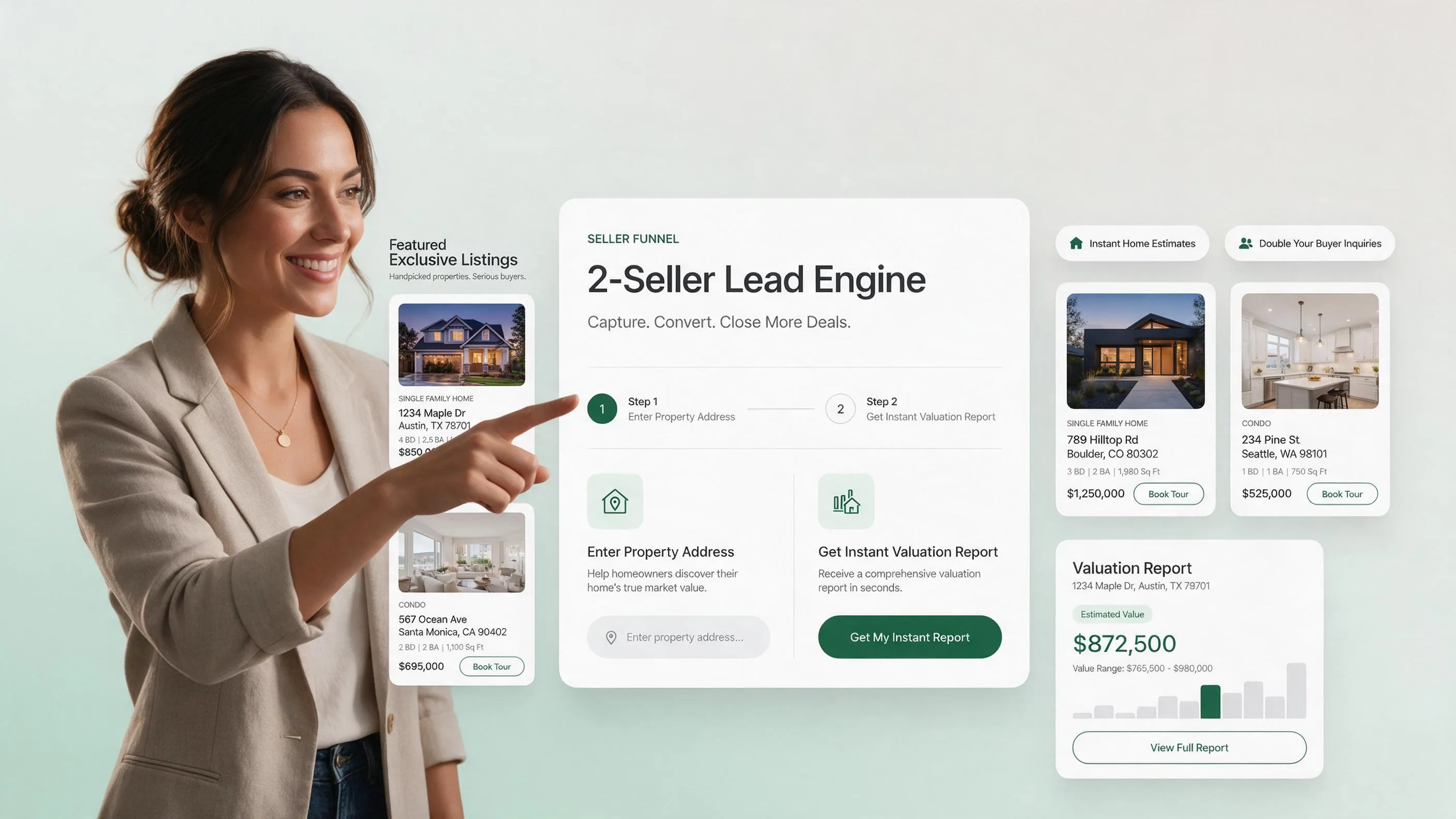 Homepage choice cards creating separate paths for property buyers and sellers