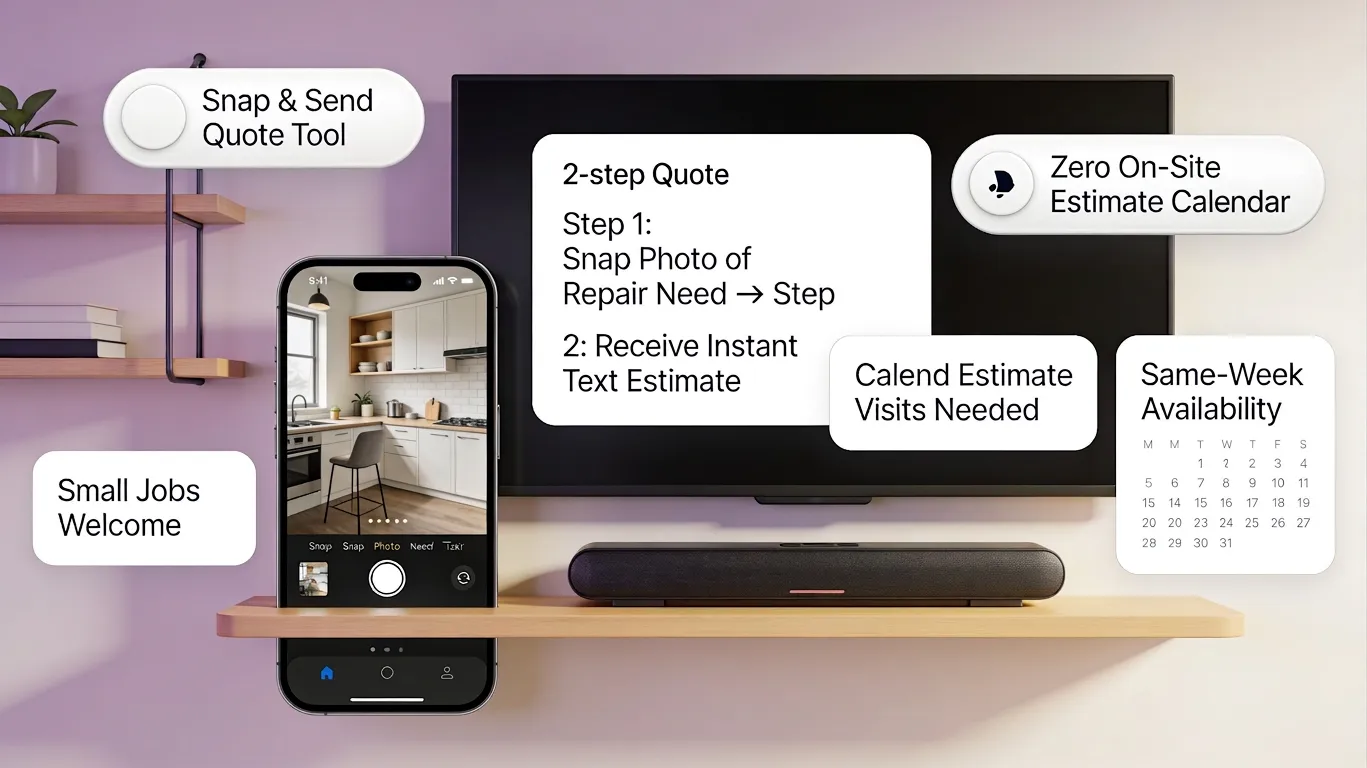 Handyman services website grouped around tangible home tasks people recognize instantly