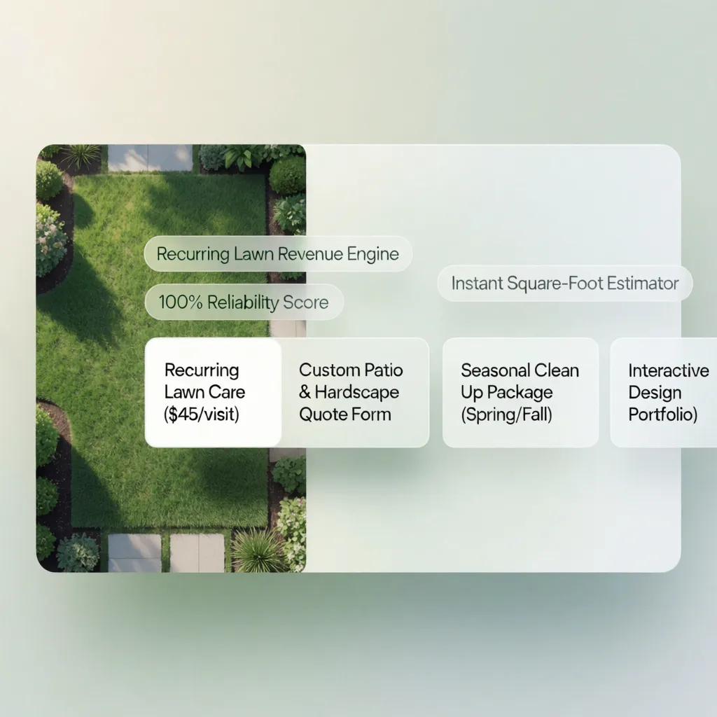 Website builder for a landscaping business showing customers proof of high-quality field work